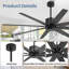 Ventilateur de plafond d'intérieur 64 pales 64 pouces 8 pièces avec fixation à distance vers le bas-323781350-323781351-323781275