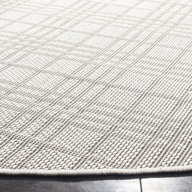 Abass Performance Machine Washable Plaid Indoor/Outdoor Area Rug, Round 8'