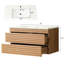 Meuble-lavabo simple 36 po, mural et flottant, lavabo en céramique, entièrement assemblé, noyer naturel, contreplaqué pour plus de fiabilité Meuble-lavabo flottant 36 po avec rangement, rangement bien rangé