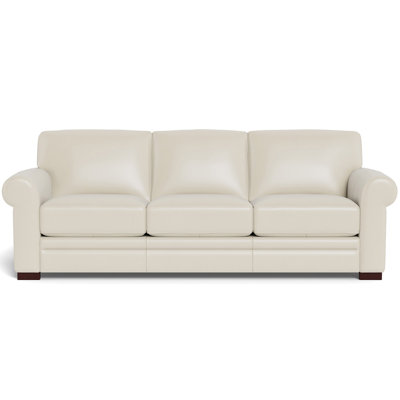 Brookfield 95 Wide Genuine Leather Rolled Arm Sofa