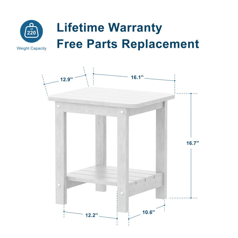 Outdoor Side Table HIPS Table for Patio, Garden, Lawn, White