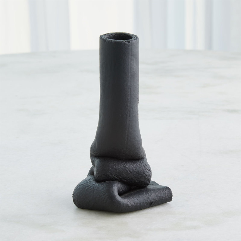 Squoze Handmade Ceramic Table Vase, Black, 9" H x 5" W x 4.5" D