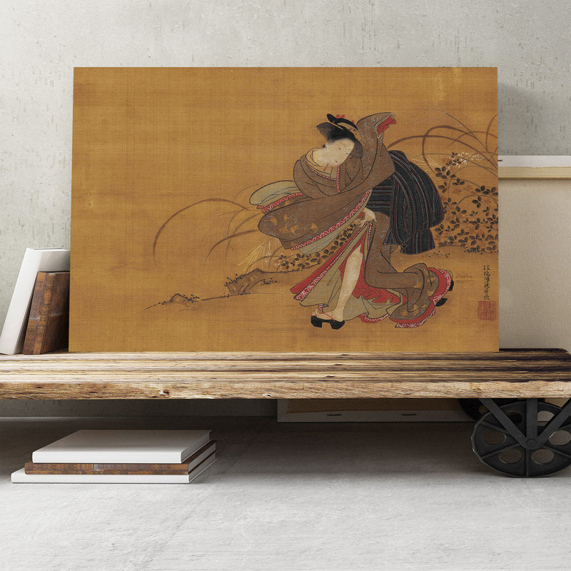Beauty Oriental Japanese by Koryusai Isoda - Wrapped Canvas, 50cm H x 76cm W
