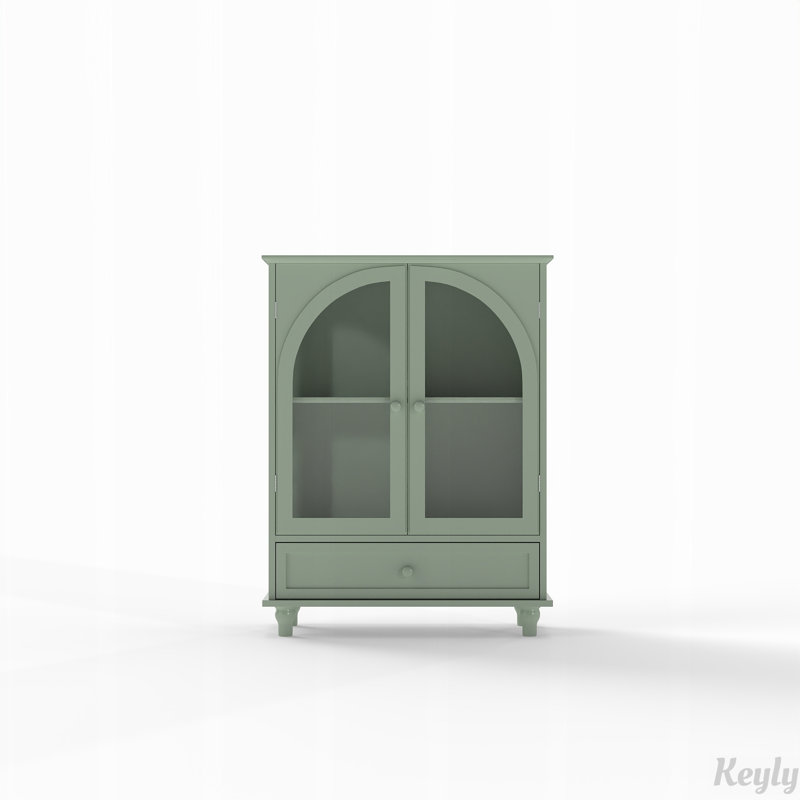 Buffet Green Farmhouse avec portes en verre arquées