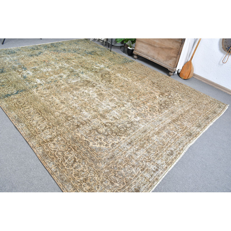 Tapis turc Anatolian rétro fait à la main en orange pour les salons spacieux brun / orange