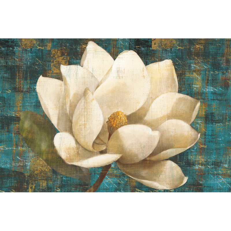 Magnolia Blossom Turquoise by Albena Hristova - Wrapped Canvas Painting, 76cm H x 76cm W