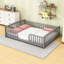 Modern Wood Floor Bed with Guardrails-129048047-129048050
