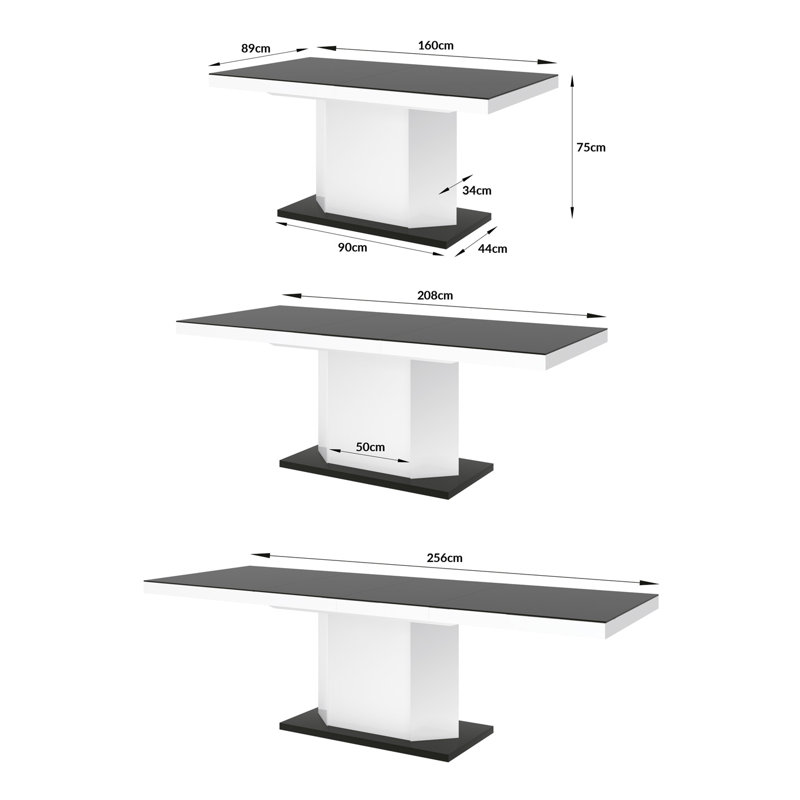 Chimaobim Extendable Dining Table, Grey Gloss/White Gloss