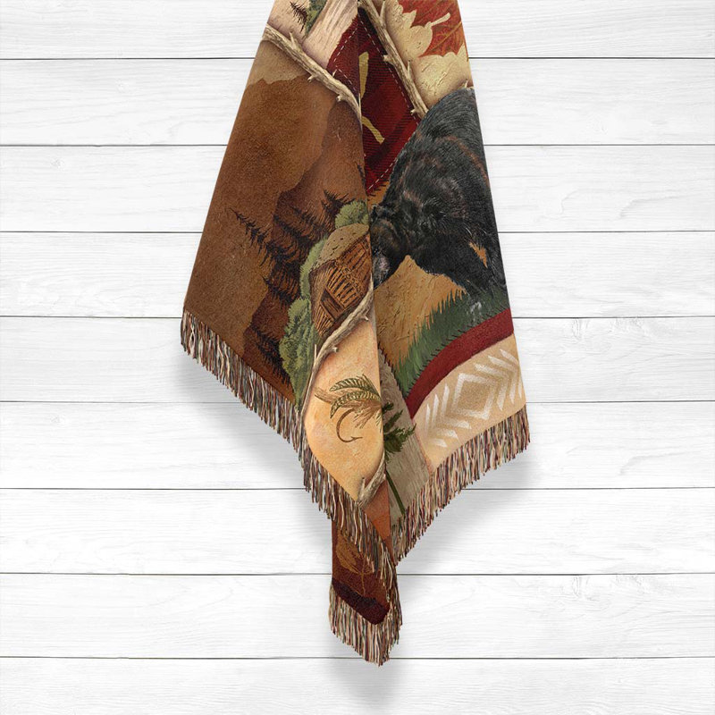 Jeté tissé Black Bear Family, 60 po x 80 po, Lodge Lodge