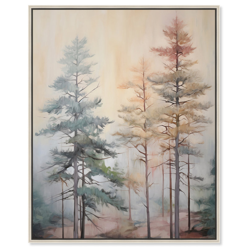 «Still Wet Pines», art mural abstrait Boho par Art Remedy, H 31 po x l 25 po, Cadre doré