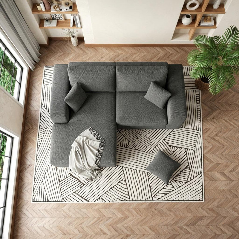 Canapé d'angle modulaire avec méridienne profonde, canapé en chenille en forme de L sans assemblage, agencement flexible