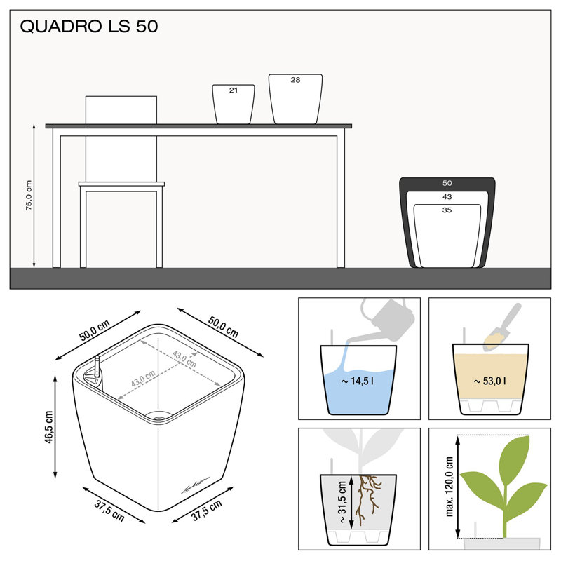 Quadro Premium Pot Planter, White