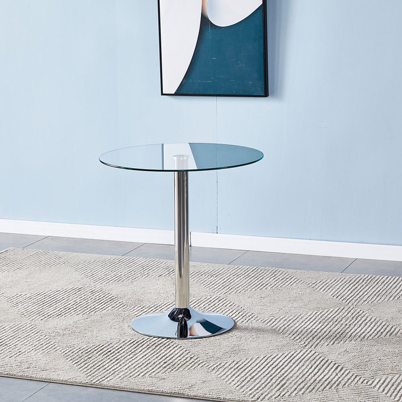 Daphene Round Glass Top Metal Base Dining Table