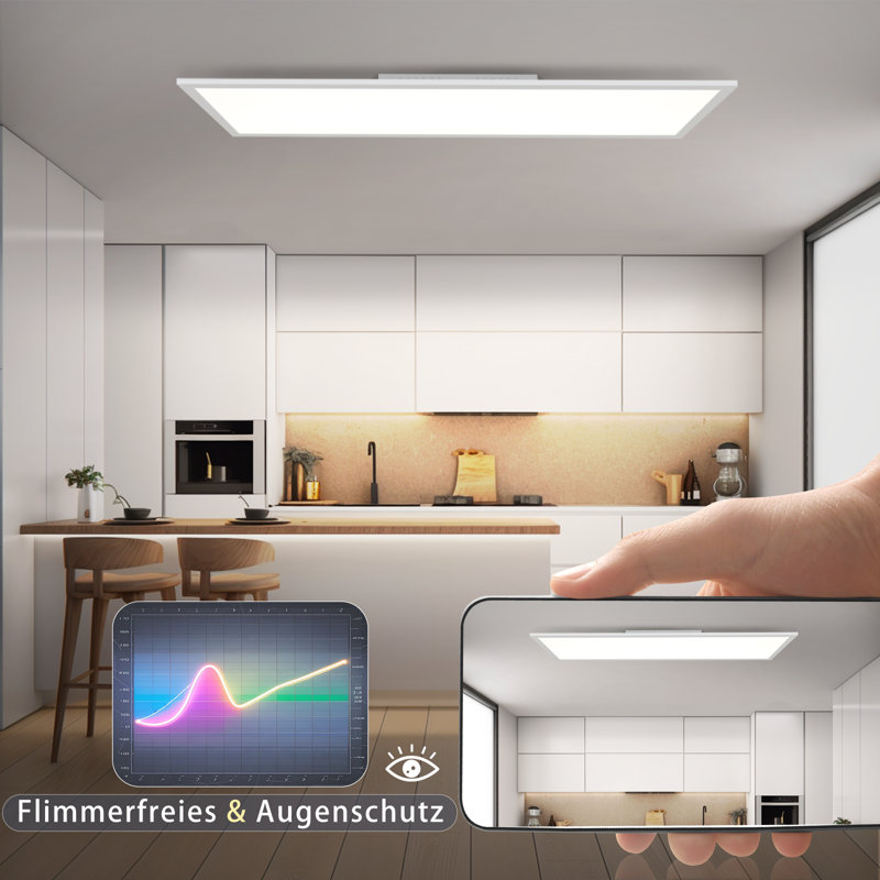 Damaj 1-Light LED Flush Mount, 30cm H x 120cm W x 5cm D, White