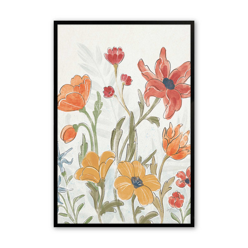 «Garden Melody In Bloom II», Cadre noir satiné, H 15 po x l 12 po