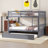 Full Over Full Rubber Wood Bunk Bed With Trundle, Ladder And Guardrails-106347409