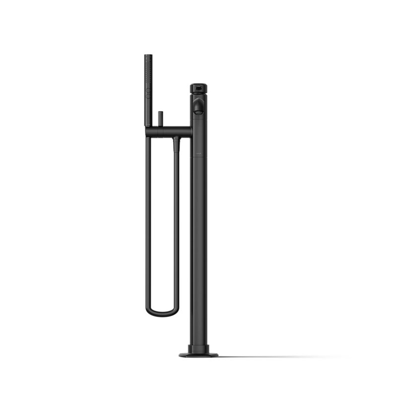 Occasion Floor-Mount Bath Filler Trim With Handshower, Matte Black