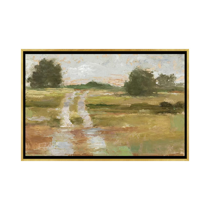 « Back Country Road II » par Ethan Harper, reproduction d’art, Toile encadrée d'or, H 26 po x l 40 po x 1,5 po, Pas de tapis