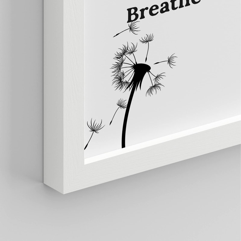 «Breathe Deep Dandelion Text» sur papier, Blanc, H 16 po x l 12 po