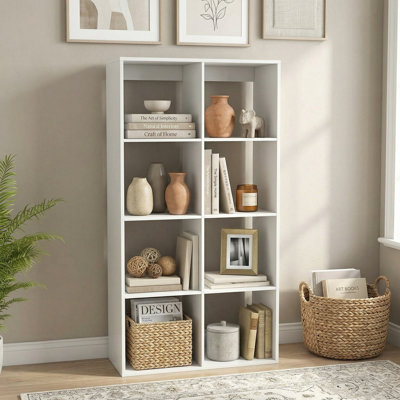 Bibliothèque de rangement autoportante à 8 cubes, finition imperméable et résistante aux égratignures, convenant au salon, à la chambre à coucher et au bureau
