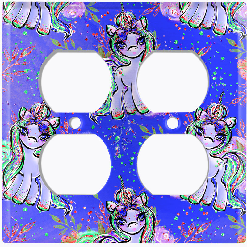 Plaque murale à 2 prises Fantasy Unicorns