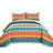 Blue/Orange Microfiber Reversible 3 Piece Quilt Set-1139859425