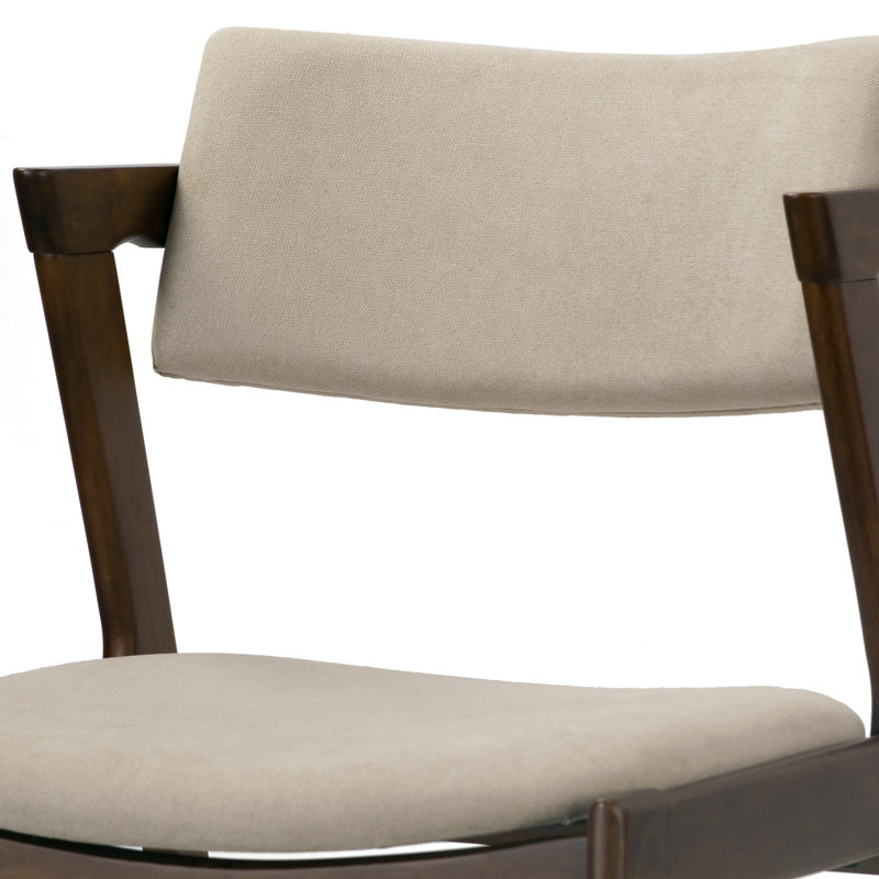 Keeler 18.11'' H Upholstered Side Chair, Walnut Frame with Beige Seat