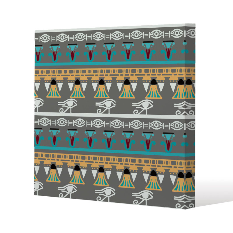 Tribal art, Egyptian vintage ethnic silhouettes Slim Style Canvas Print, 15mm Slim Real wood., 90 cm H x 90 cm W