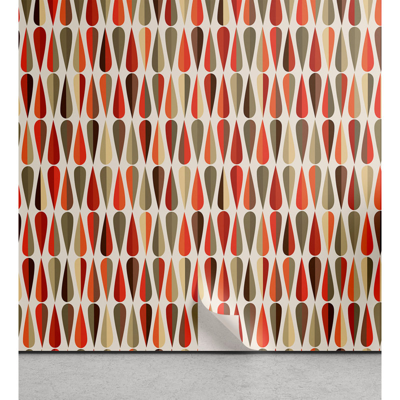 Panneau de papier peint adhésif style Chunta des années 60 et 70, L 13 po x L 100 po