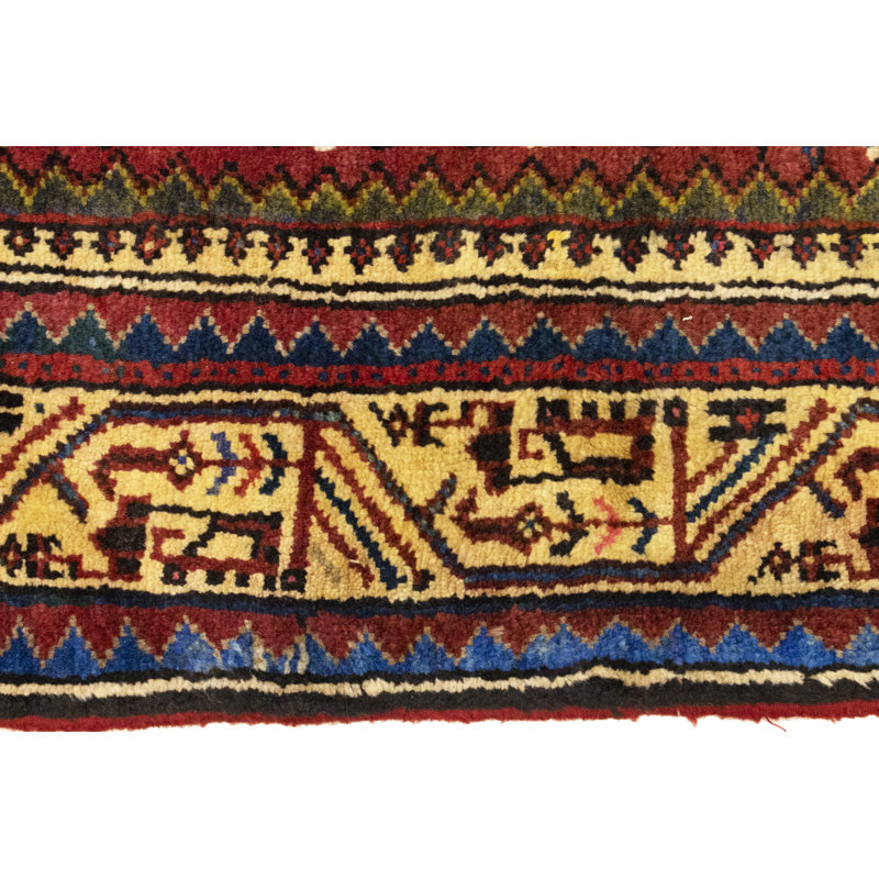 Tapis rouge rouille unique en laine noué à la main de style années 1970 de 4 pi x 6 pi 7 po Tatiauna