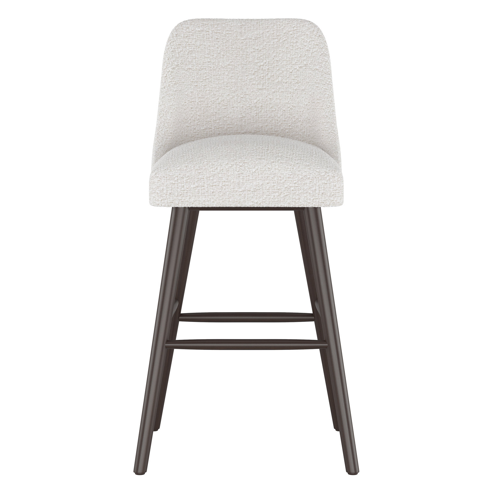 Gallie Mid-Century Modern Stool, Bar Stool (31” Seat Height), Espresso, Classic Snow Boucle