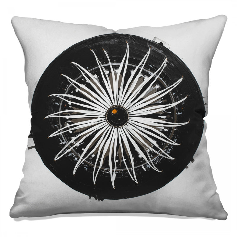 Monochrome Circular Abstract Double Sided Throw Pillows, 20 x 20 inches
