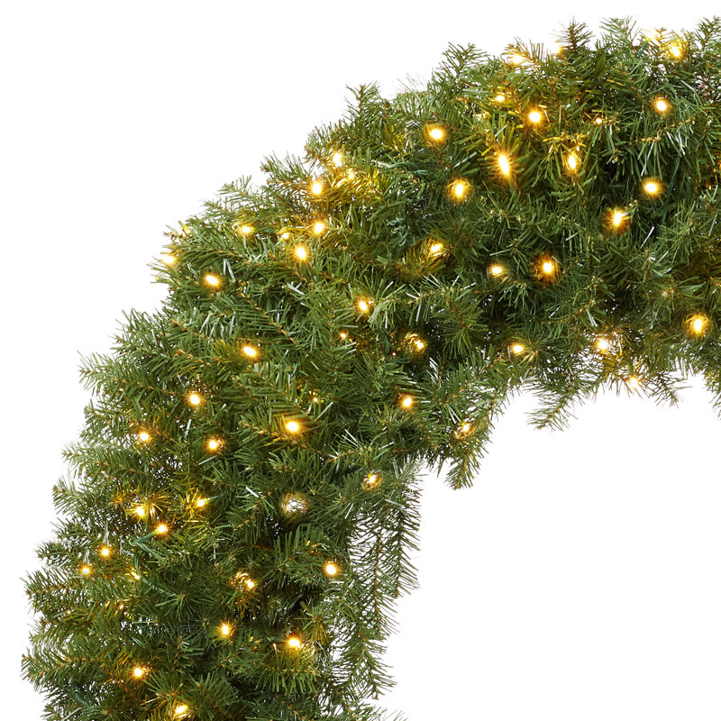 60-Inch Green Pine Pre-Lit Artificial Christmas Wreath