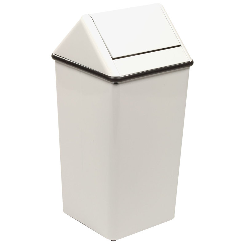 Poubelle à couvercle pivotant avec réceptacle, Couvercle pivotant, Acier Inoxydable, 36