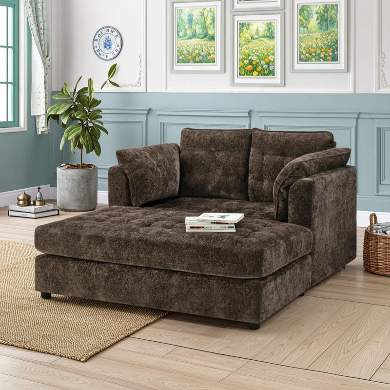 Sofa méridienne à deux places, Brown