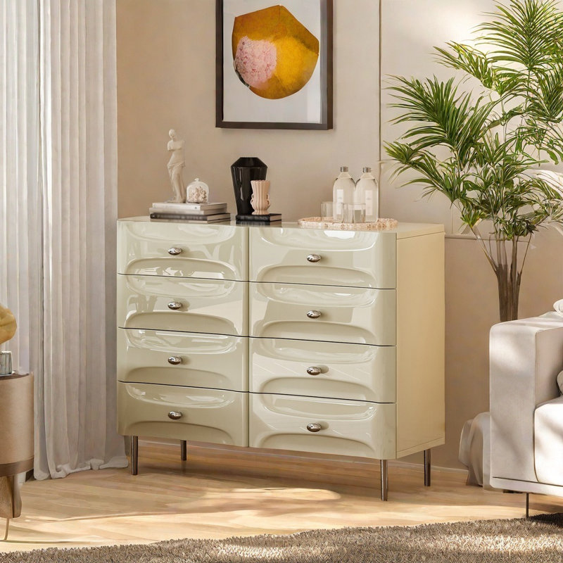 Commode d'appoint minimaliste française, Blanc crème