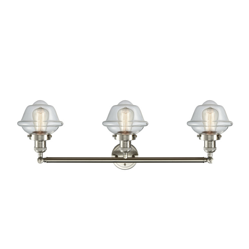 Anthony 3 - Light Dimmable Vanity Light, Brushed Satin Nickel, Clear, 60 Watt Vintage Incandescent Bulb