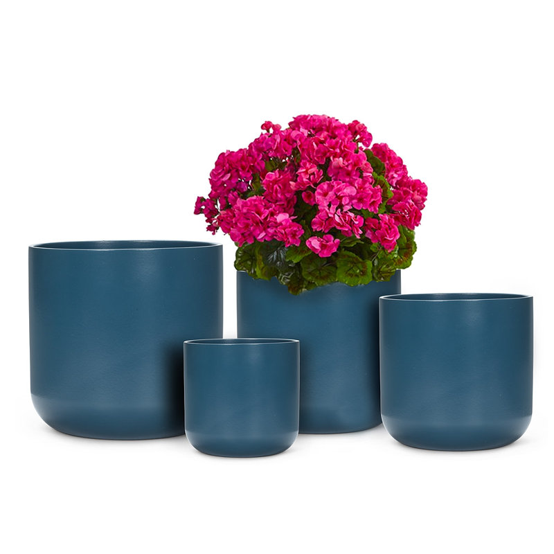 Ceramic Cachepot, 7" H x 7" W x 7" D, Dark Blue