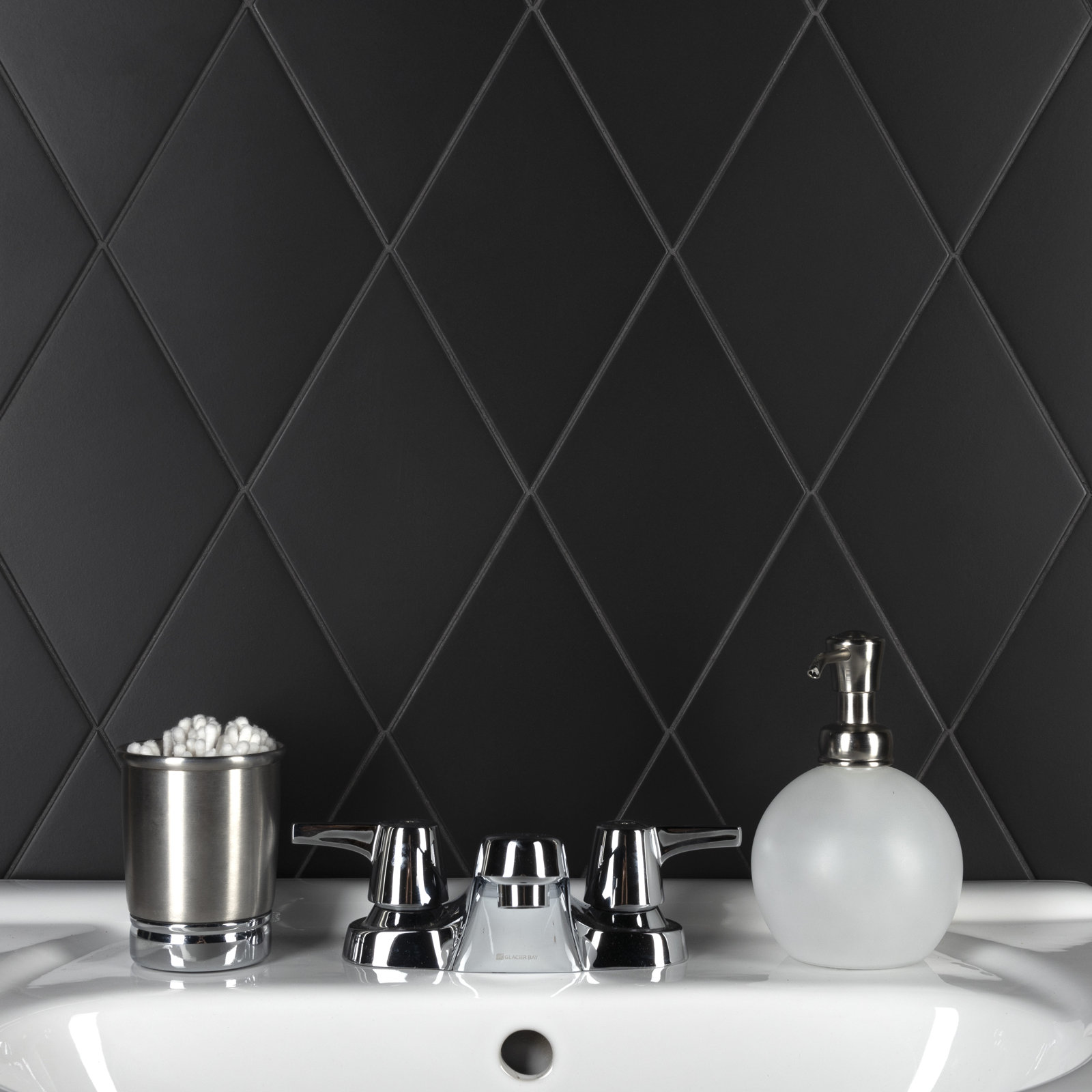 Rhombus Smooth 6" x 10" Porcelain Wall & Floor Tile, Black