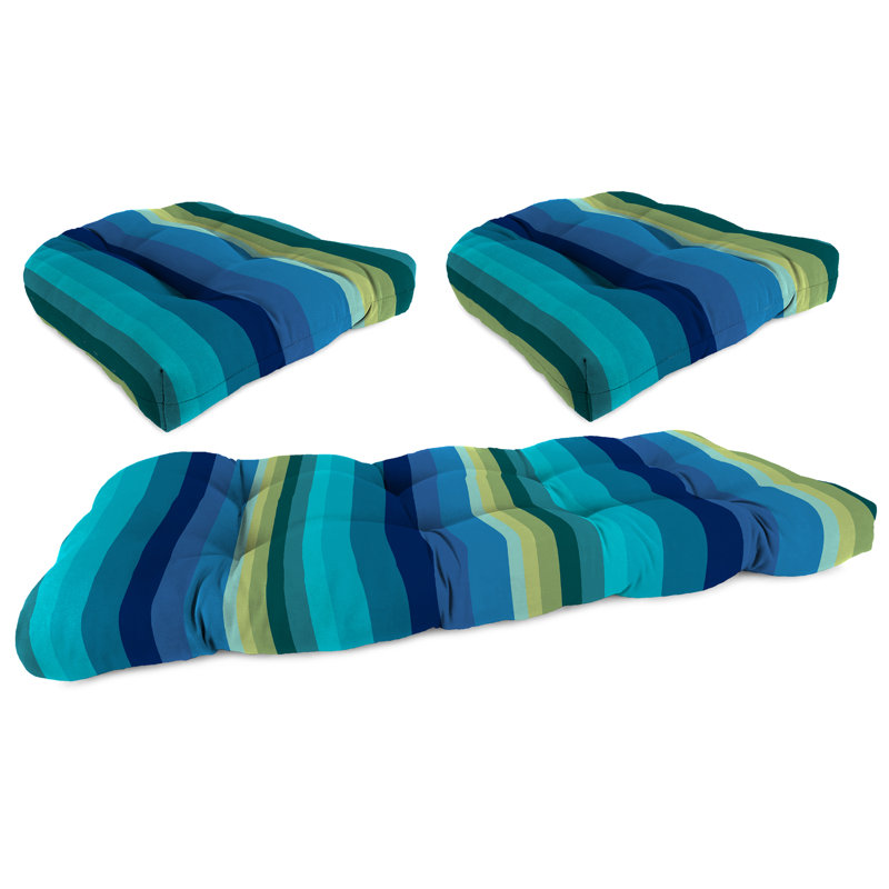 Outdoor Wicker Cushion Set for Bench and 2 Seats, Islip Teal