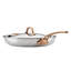 Anolon EverLast Tri-Ply Clad Frying Pan with Lid and Helper Handle, 12.5-Inch, Bronze