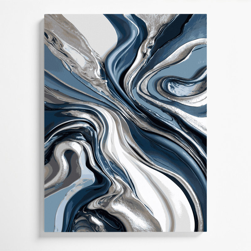 Abstrait art fluide sur toile grise 97, H 18 po x l 12 po