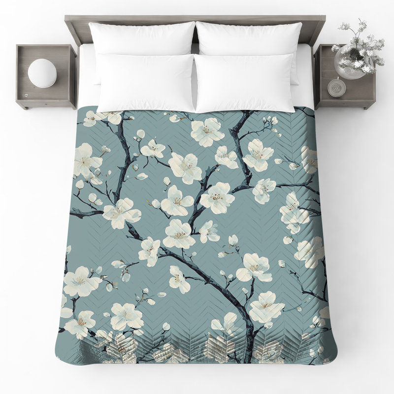 Cherry Blossom Branches Bedding Cherry Blossom Bedspread Floral, Double