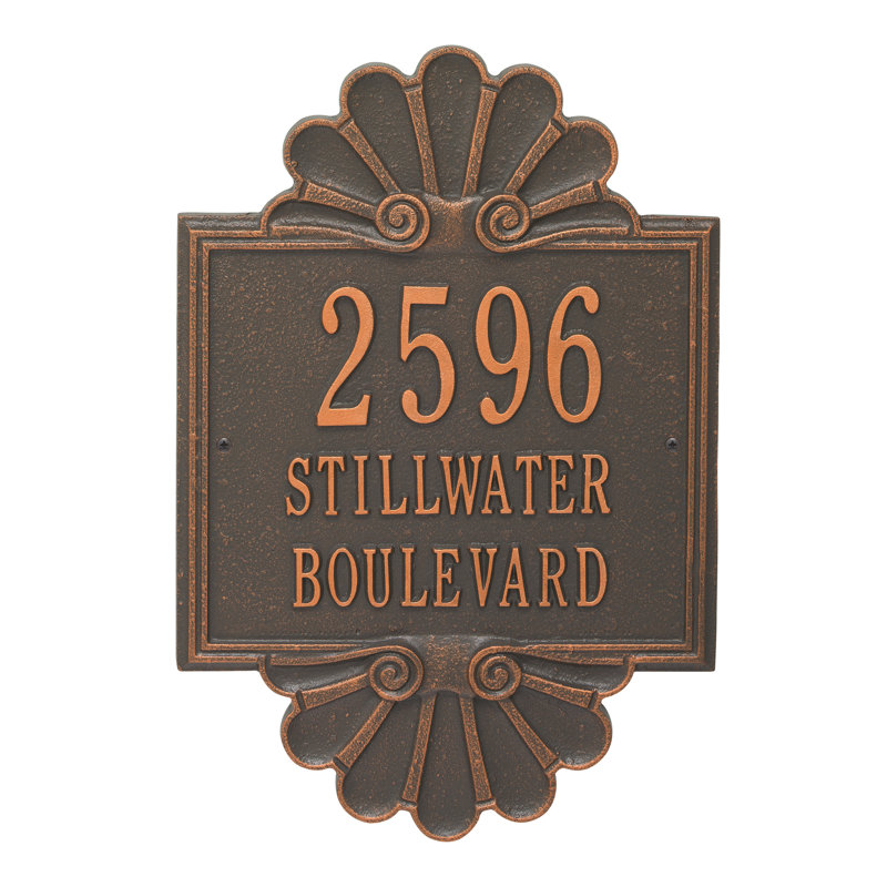 Signature Series 3-Line Wall Address Plaque, Copper, Forged Copper, Yes