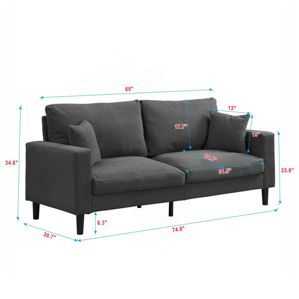 Ebern Designs High Resilience Sofa, Modern Upholstered Sofa, Living ...