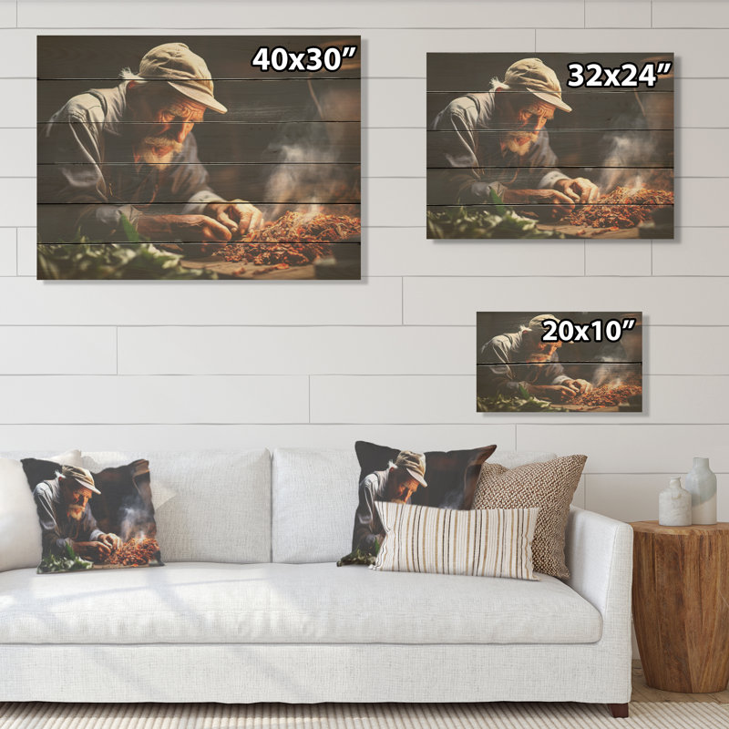 Cuba cigare artisanat Expression - art mural en bois paysage cubique sur bois de pin naturel, H 10 po x l 20 po