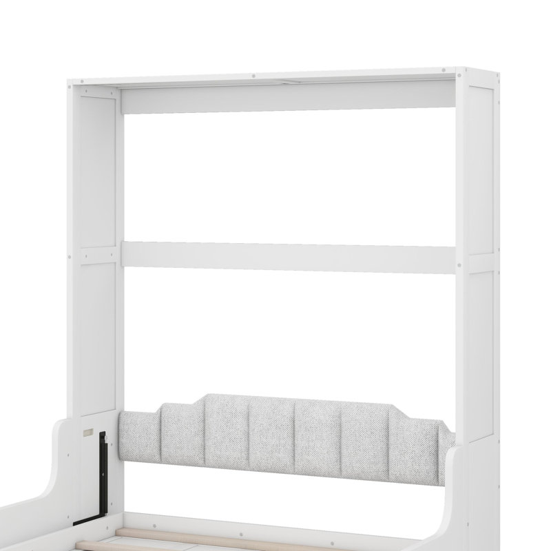 Grand lit escamotable mural avec coussin, Blanc
