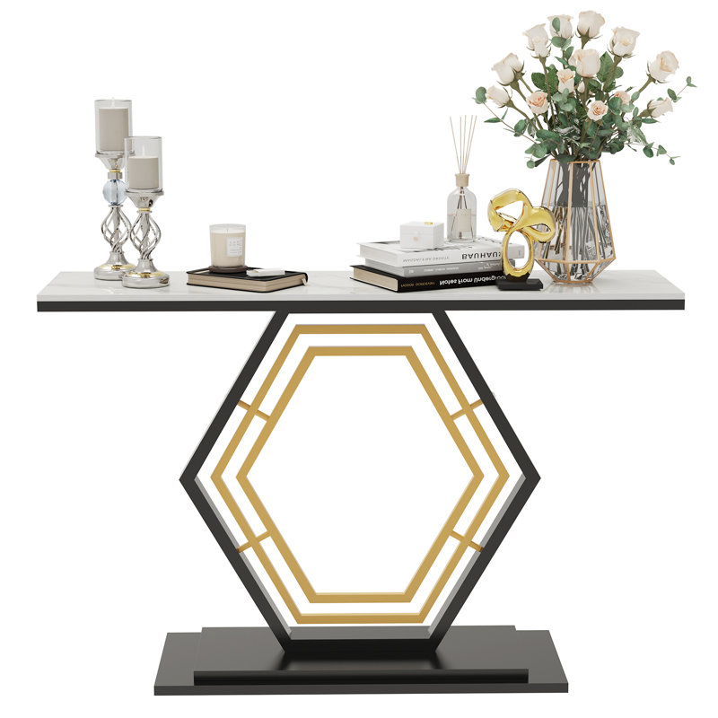 120cm Marble Top Console Table, White