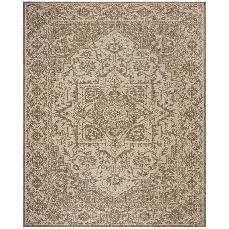 Danya Cream/Beige Indoor/Outdoor Area Rug, Rectangle 9' x 12'