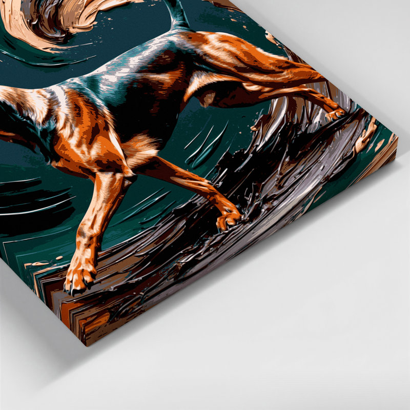 «Dogs German Pinscher», art mural sur toile bleue, 12" H x 12" W